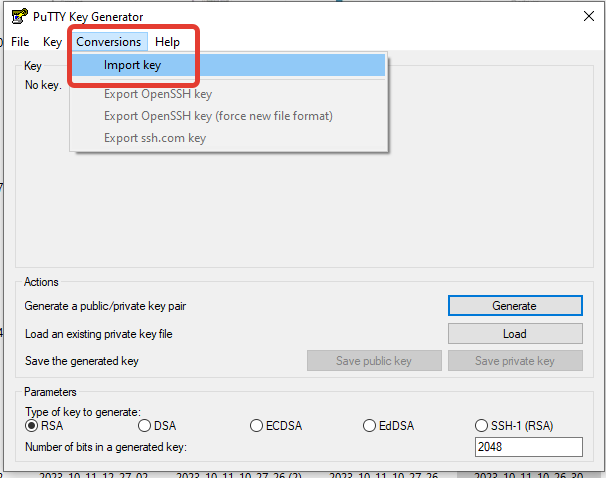Puttygen import key